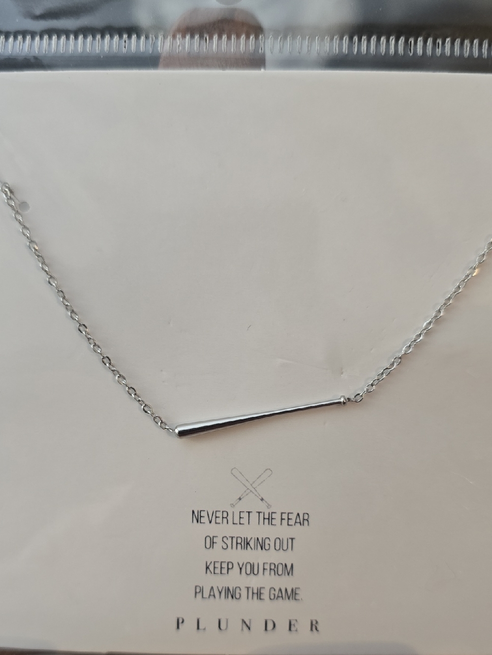 Plunder Silver Baseball Bat Necklace - Silver